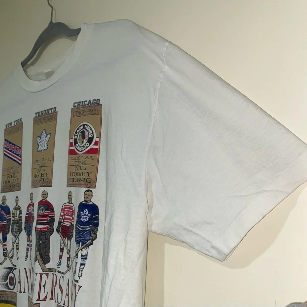Vintage 1991 NHL 75th Anniversary Single Stitch Hockey NHL Graphic Shirt Size L - Picture 9 of 16